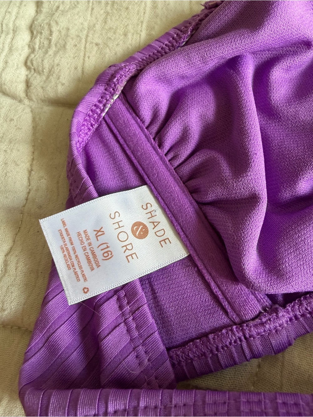 Shade & Shore Purple Ribbed One Piece Cut-Out Bathing Suit - Picture 9 of 9